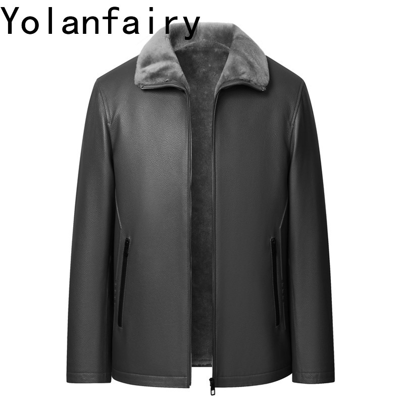 Men'S Fashion Leather Jacket - YOLANFAIRY High-end Cowhide Genuine Leather Jacket
