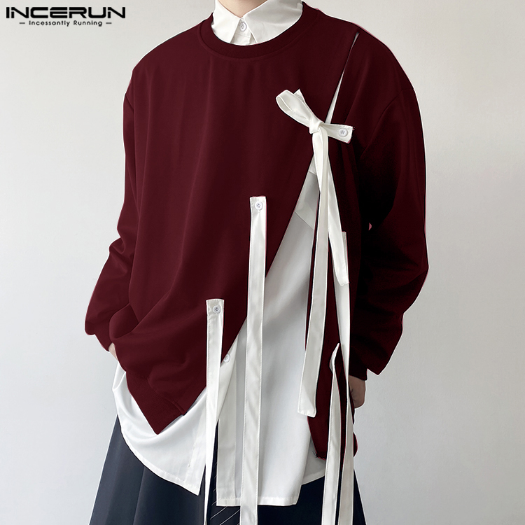 Men Fashion Korean Style - INCERUN Tops 2024 Korean Style Fashion