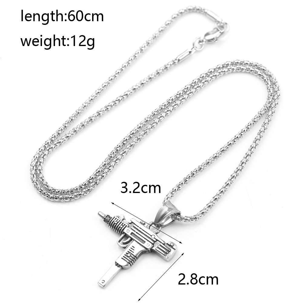 Punk Uzi Pistol Machine Gun Ne - Men'S Fashion Jewelry 评论和价格