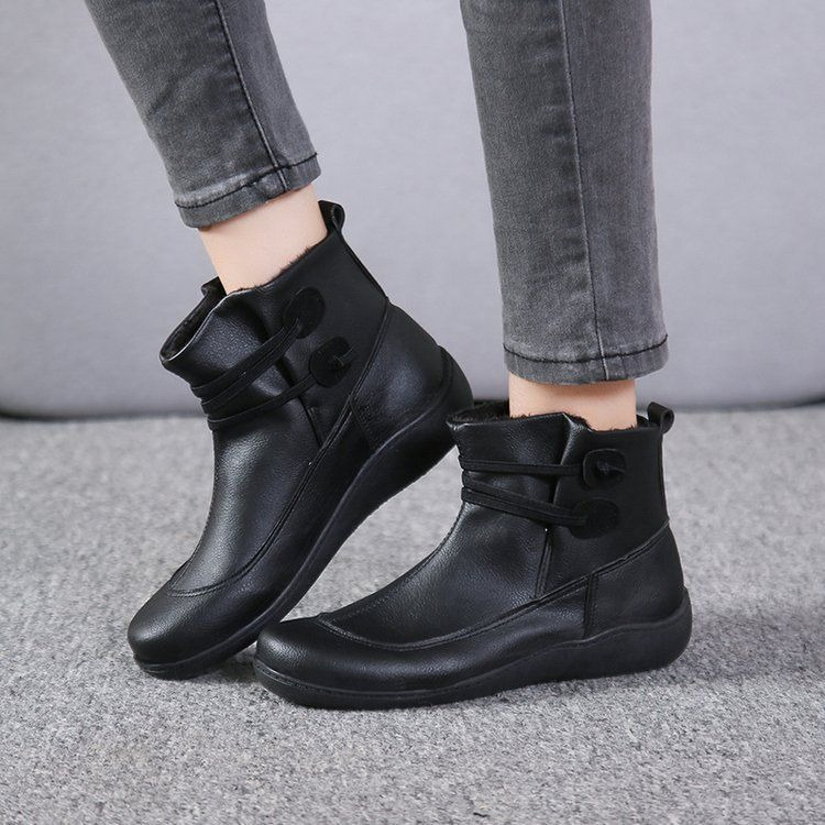 Women Vintage Round Toe PU Lea - Men Fashion Vintage 评论和价格