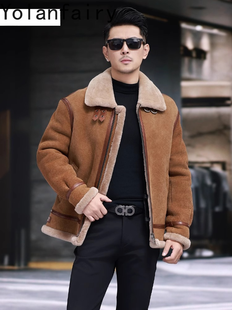 YOLANFAIRY High Quality Real S - Men'S Fashion Leather Jacket 评论和价格
