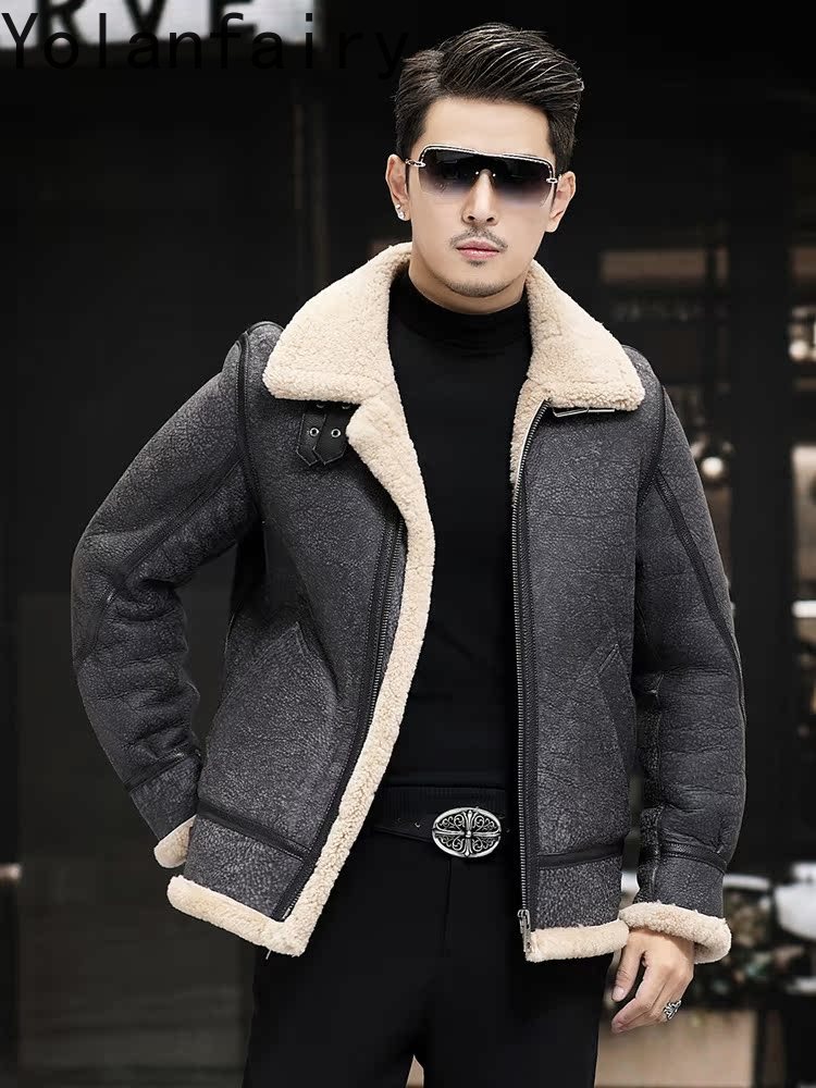 YOLANFAIRY Real Leather Jacket - Men'S Fashion Leather Jacket 评论和价格