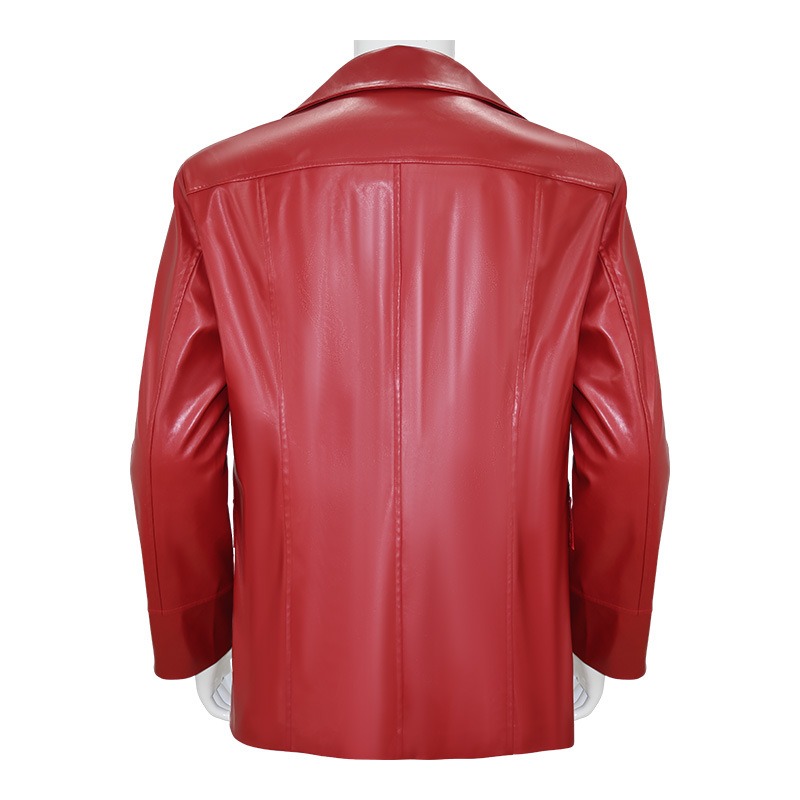 Men Red Leather Jacket Fight C - Men'S Fashion Leather Jacket 评论和价格