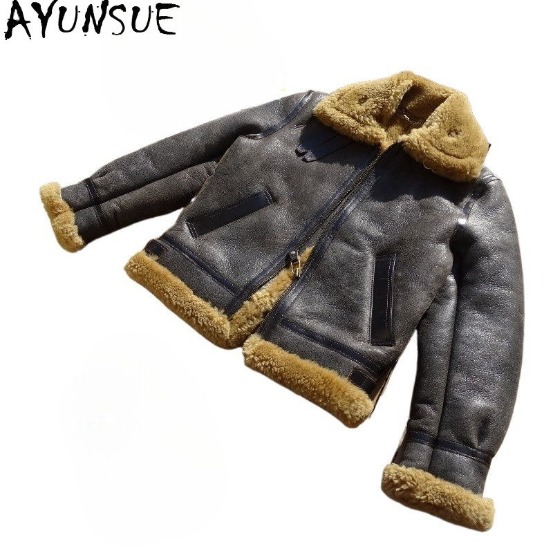 AYUNSUE Natural Wool Fur Coat  - Men'S Fashion Leather Jacket 评论和价格