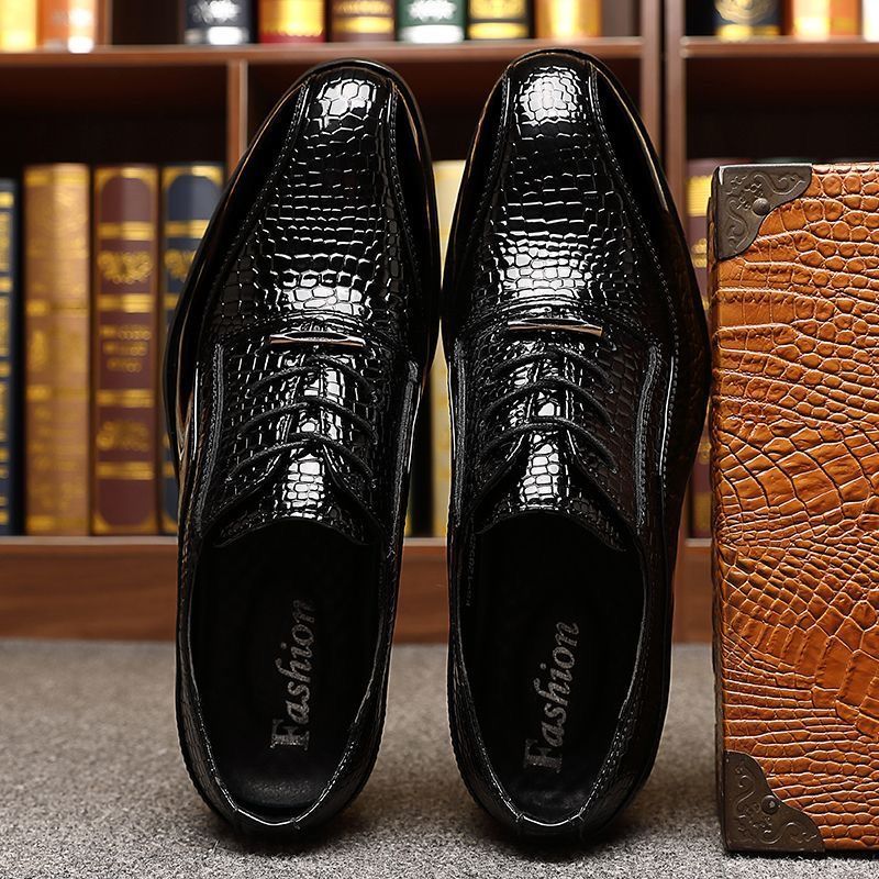 Men's Glossy Patent Leather Br - Men Fashion Korean Style 评论和价格