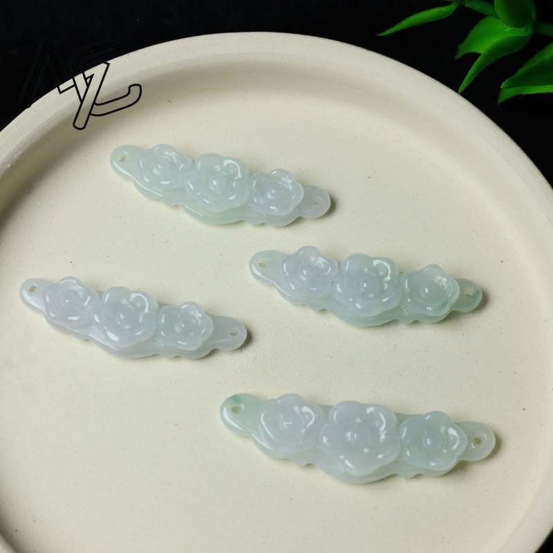 1pc Natural Jadeite Emerald Fl - Men'S Fashion Jewelry 评论和价格