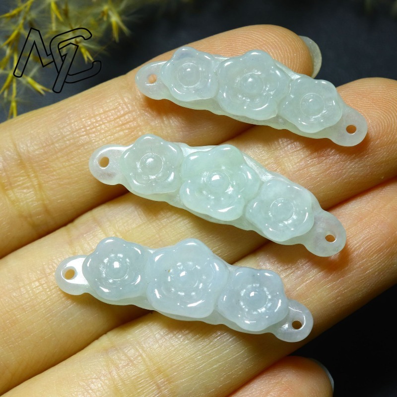1pc Natural Jadeite Emerald Fl - Men'S Fashion Jewelry 评论和价格