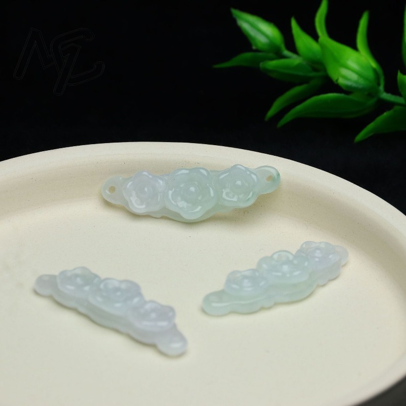 1pc Natural Jadeite Emerald Fl - Men'S Fashion Jewelry 评论和价格