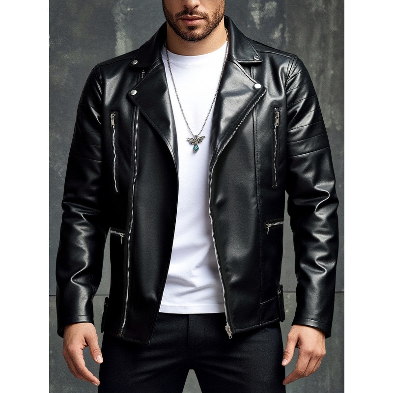 New Men's Leather Jacket Fashi - Men'S Fashion Leather Jacket 评论和价格