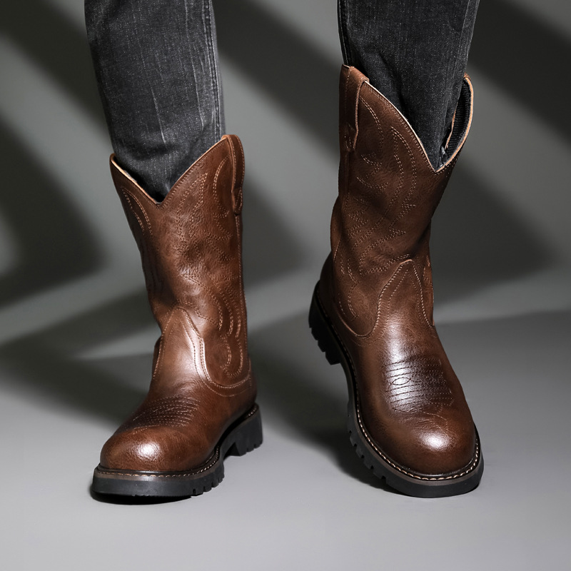 Fashion Mens Cowboy Boots New  - Men Fashion Vintage 评论和价格