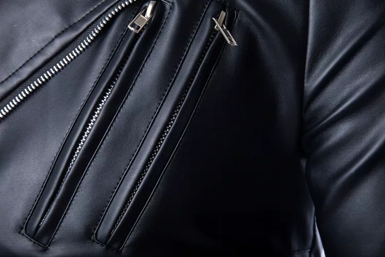 Casual Men's Jacket Zipper Sli - Men'S Fashion Leather Jacket 评论和价格