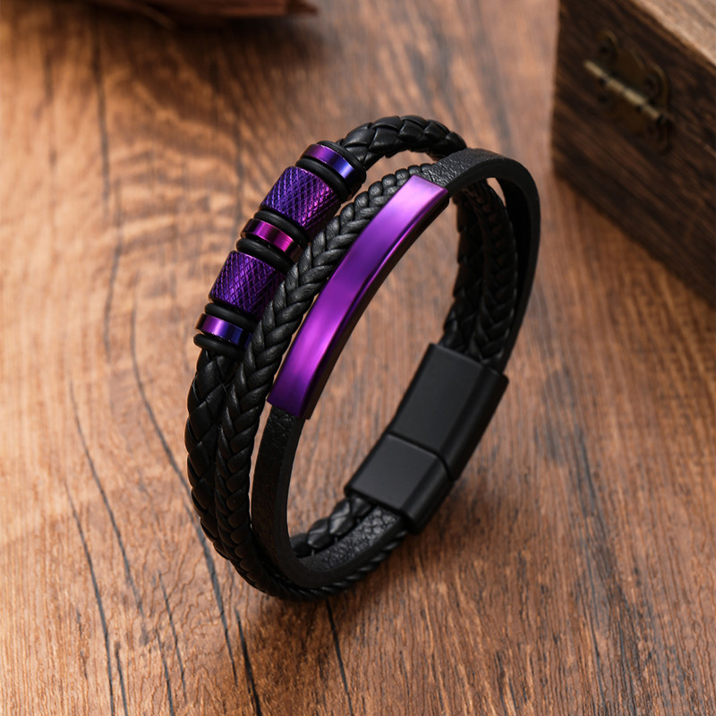 Classic Men's Leather Bracelet - Mens Fashion Combination 评论和价格