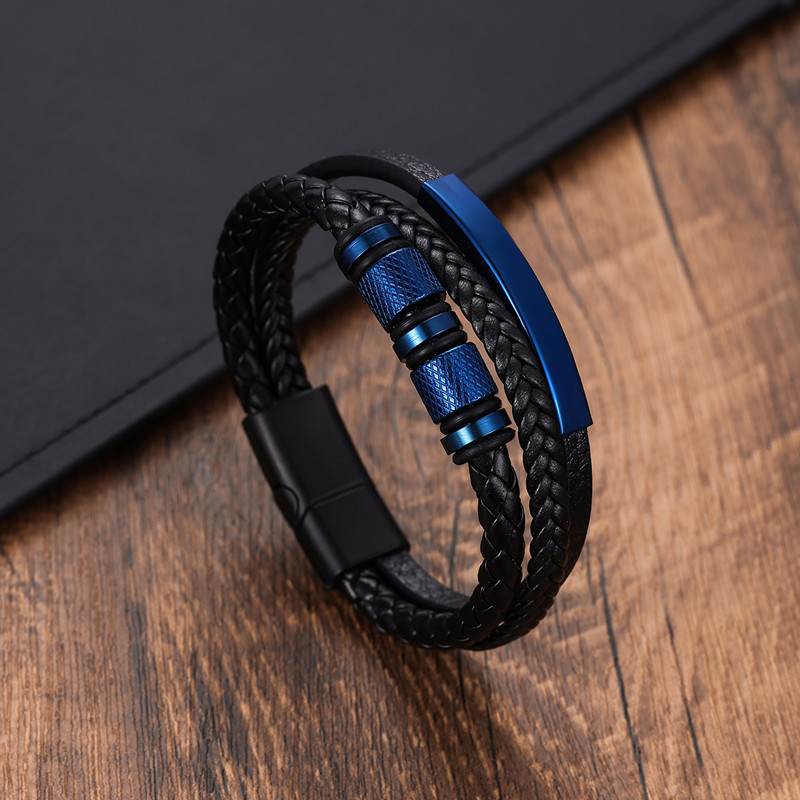 Classic Men's Leather Bracelet - Mens Fashion Combination 评论和价格