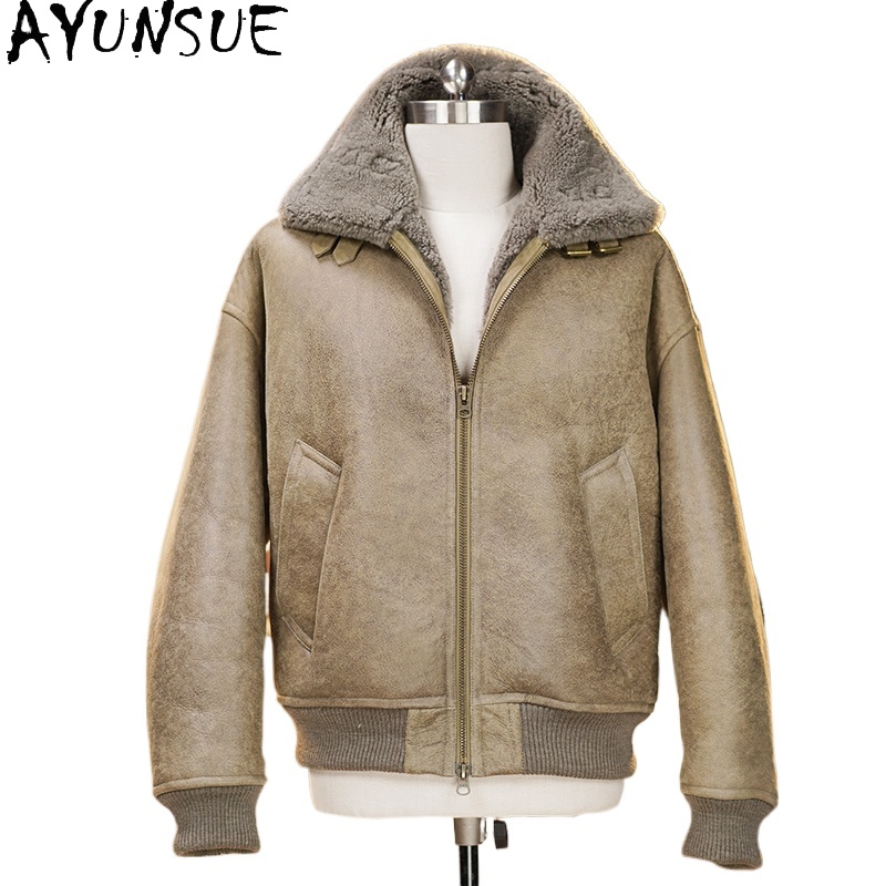 AYUNSUE High-end Natural Fur C - Men'S Fashion Leather Jacket 评论和价格
