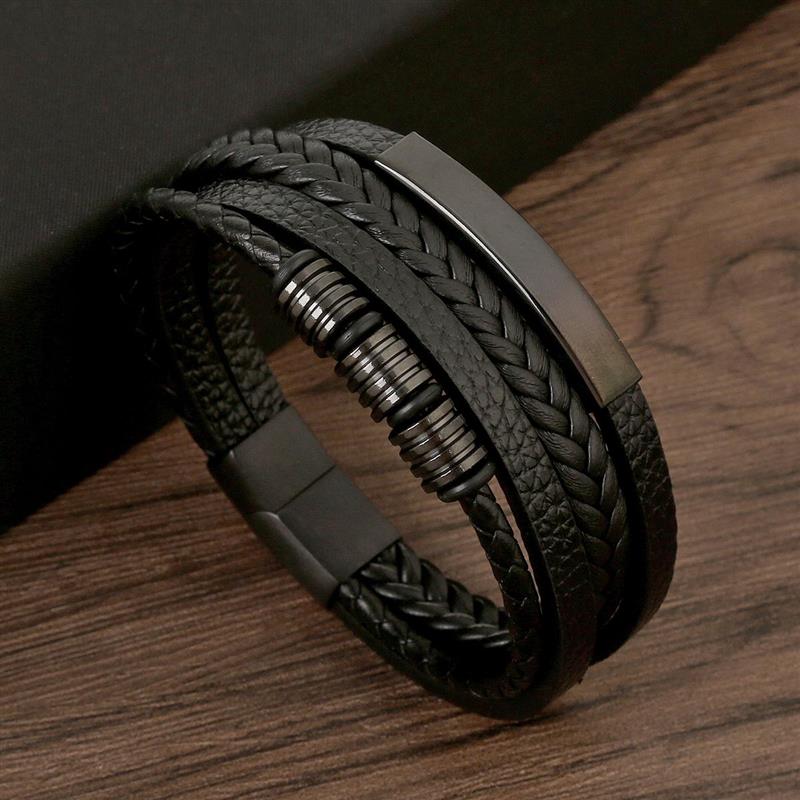 Classic Men's Leather Bracelet - Mens Fashion Combination 评论和价格