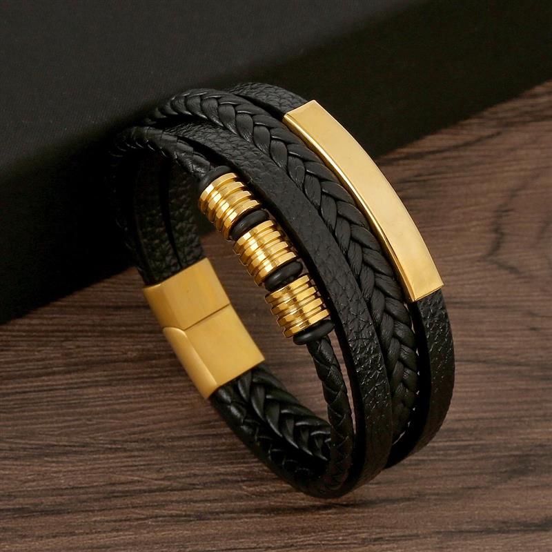Classic Men's Leather Bracelet - Mens Fashion Combination 评论和价格