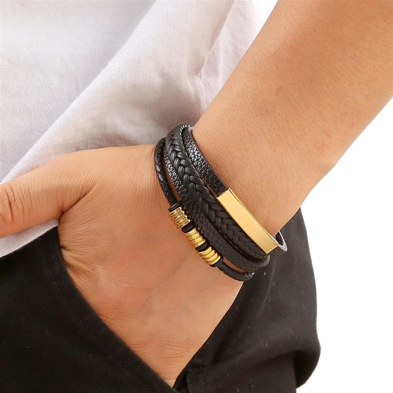 Classic Men's Leather Bracelet - Mens Fashion Combination 评论和价格