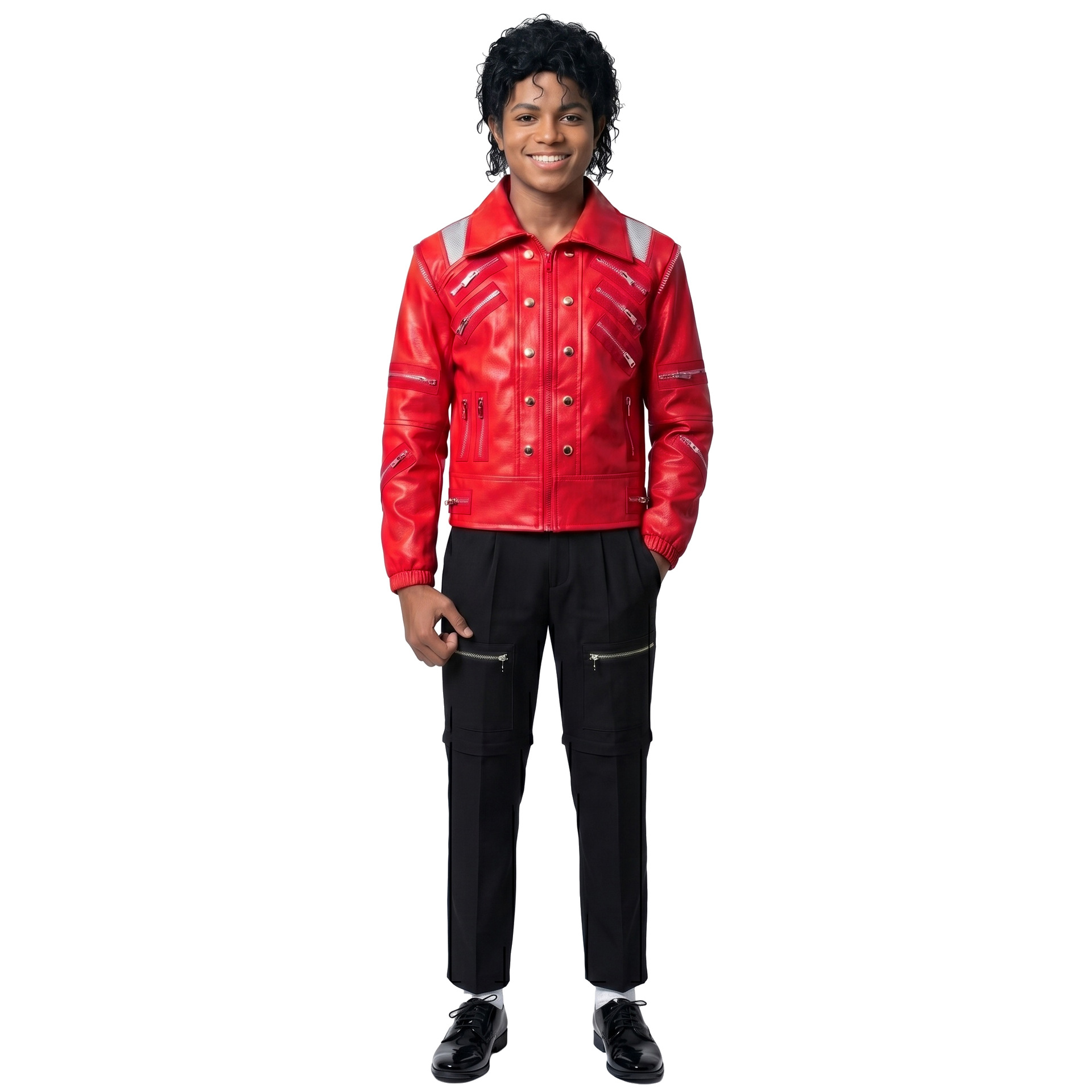 80s Retro Pop Star Costume Mic - Men'S Fashion Leather Jacket 评论和价格
