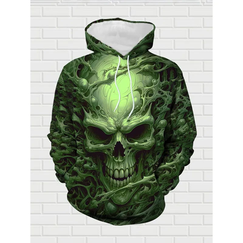 Dark Fluorescent Green Skull H - Streetwear Hoodie 评论和价格