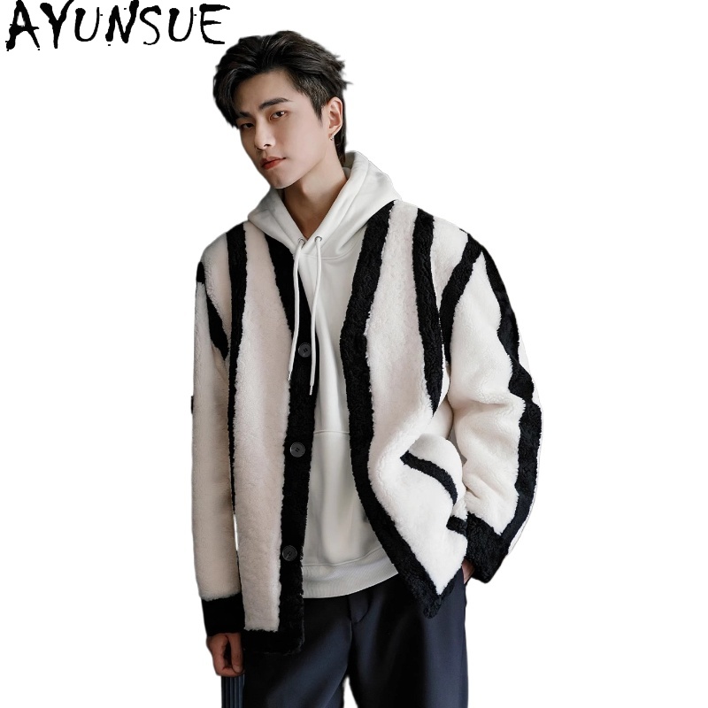 AYUNSUE New Fashion Real Fur C - Men'S Fashion Leather Jacket 评论和价格