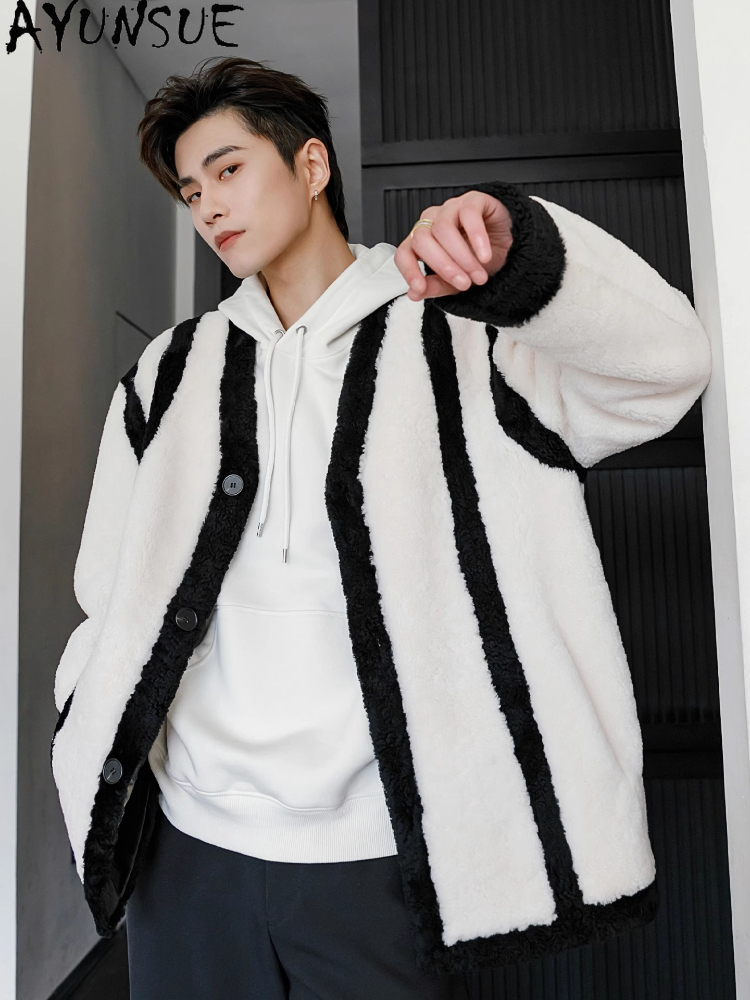 AYUNSUE New Fashion Real Fur C - Men'S Fashion Leather Jacket 评论和价格