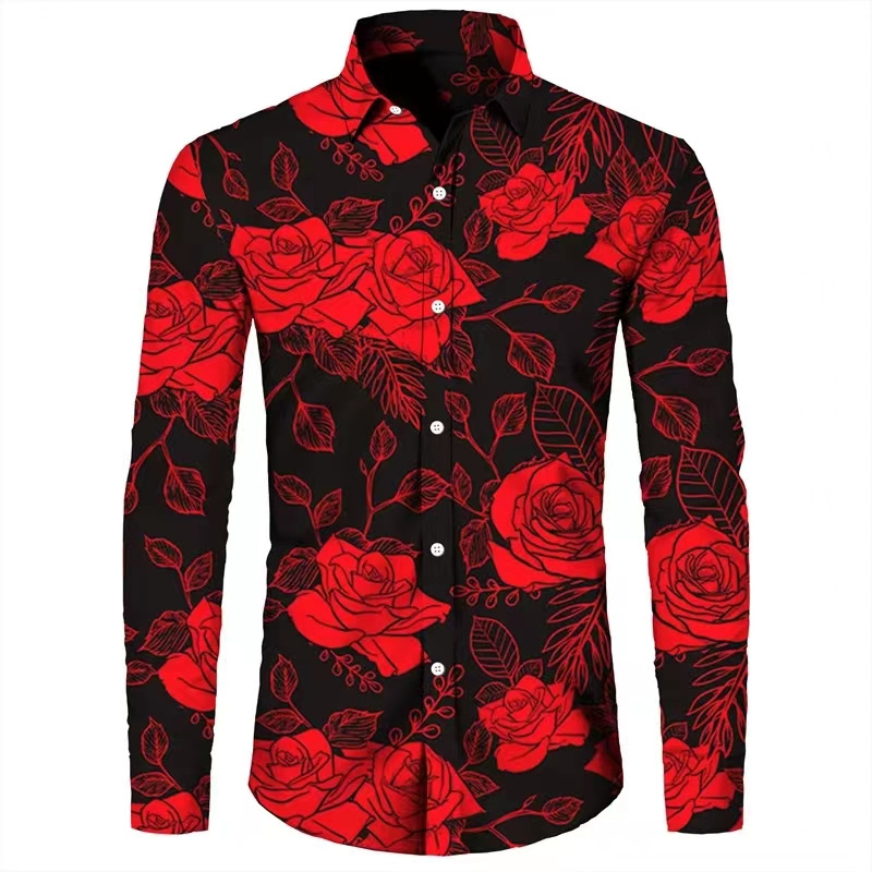 Fashion Flowers 3D Print Men's - Men'S Fashion 评论和价格