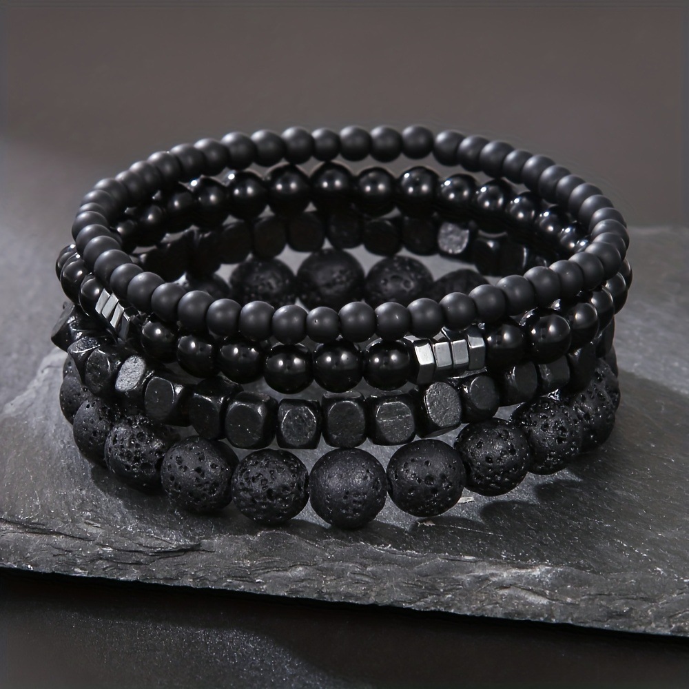 4Pcs/Set Black Gall Stone Volc - Mens Fashion Combination 评论和价格