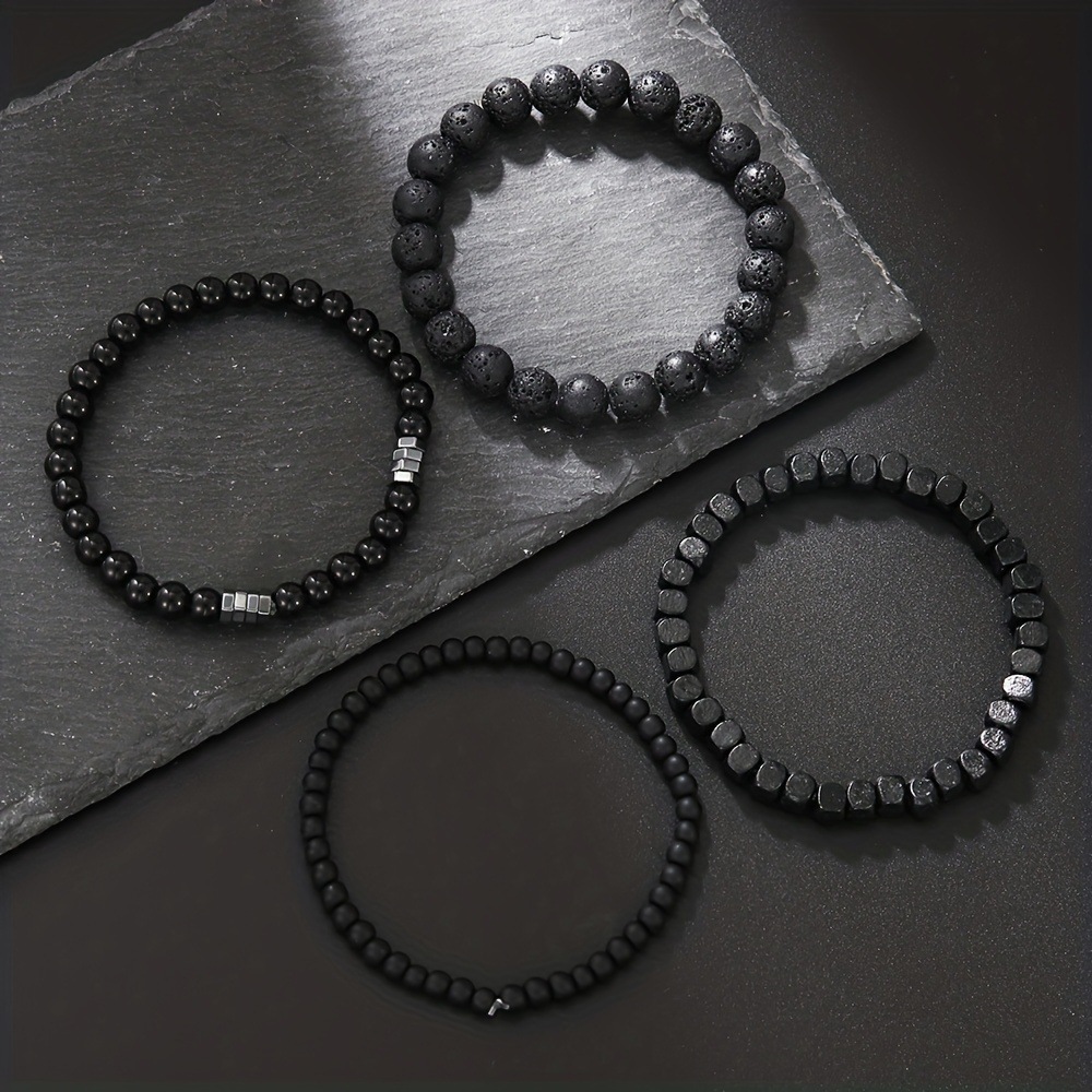 4Pcs/Set Black Gall Stone Volc - Mens Fashion Combination 评论和价格