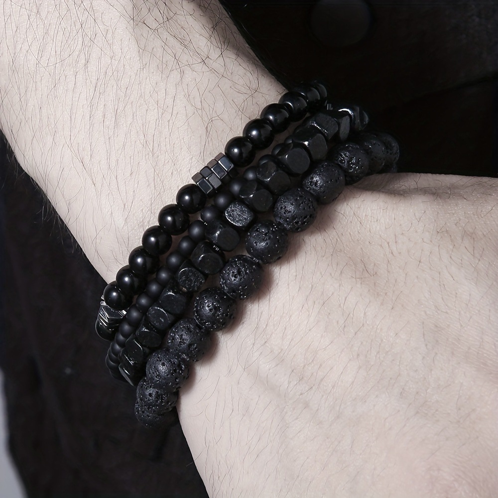 4Pcs/Set Black Gall Stone Volc - Mens Fashion Combination 评论和价格